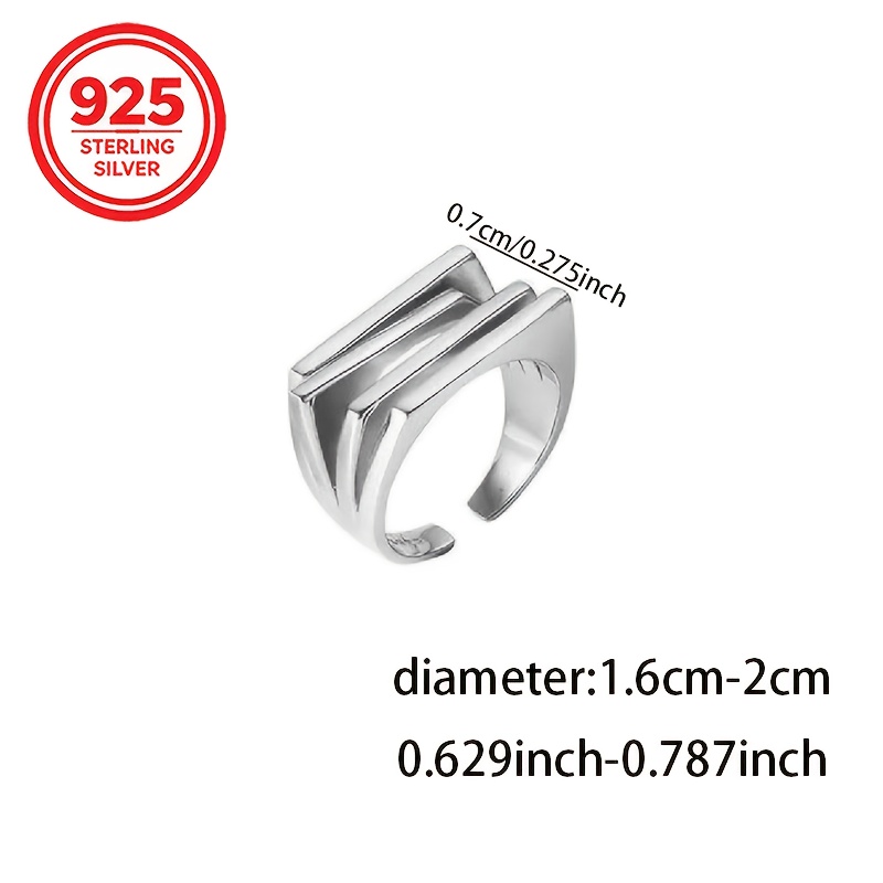 Women's 925 Silver Geometric Line Multi-Layer Statement Ring